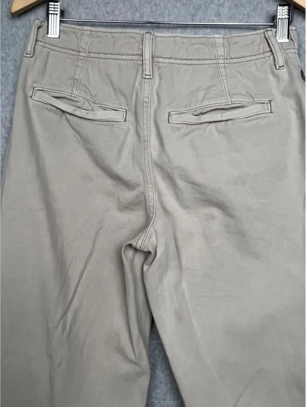 Free People Wide Leg Boyfriend Chino Jeans Womens 26 Relaxed Cream Casual